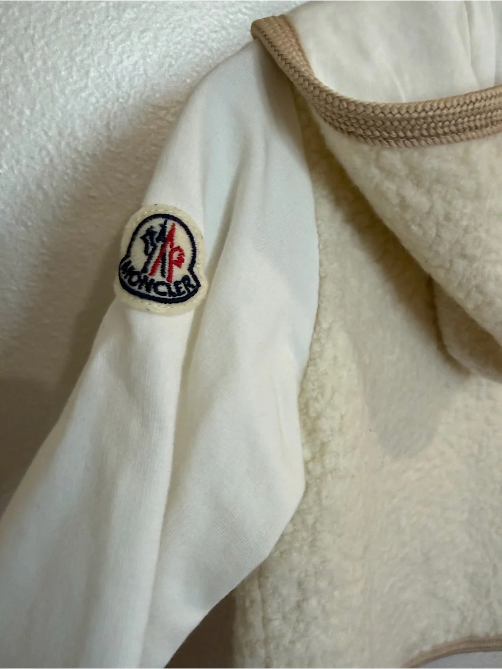 Moncler Kids Boys Girls Cream Sherpa Zip Hoodie 2t/24m